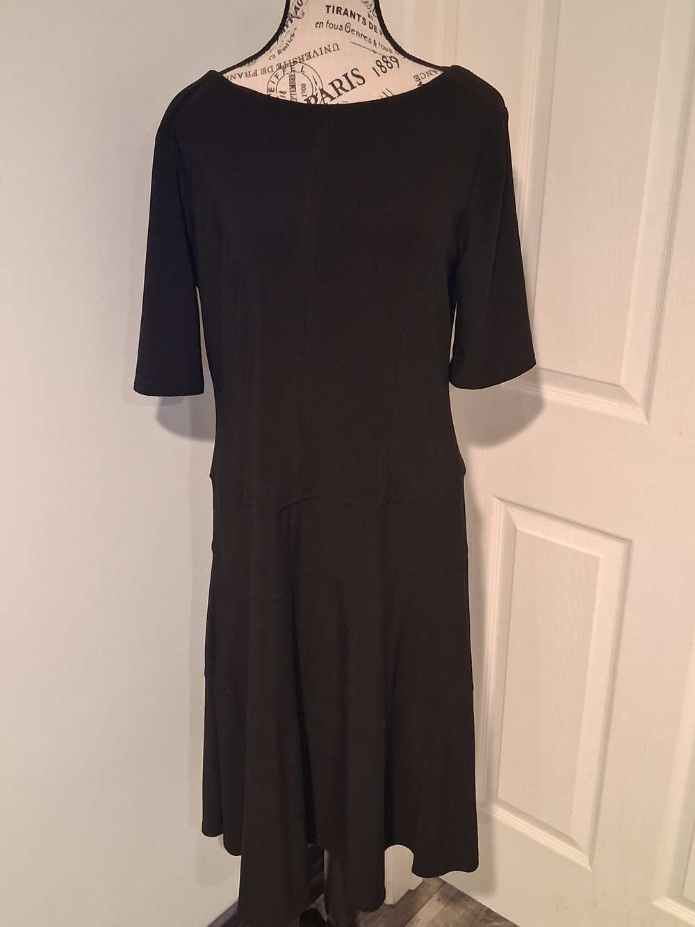 Anne Klein Womens Black Lined Classic Midi Dress Sz 12